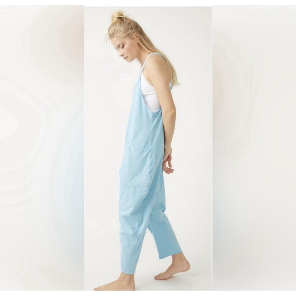 Free People FP Movement Hot Shot Jumpsuit Light Blue Size Large One Piece Boho